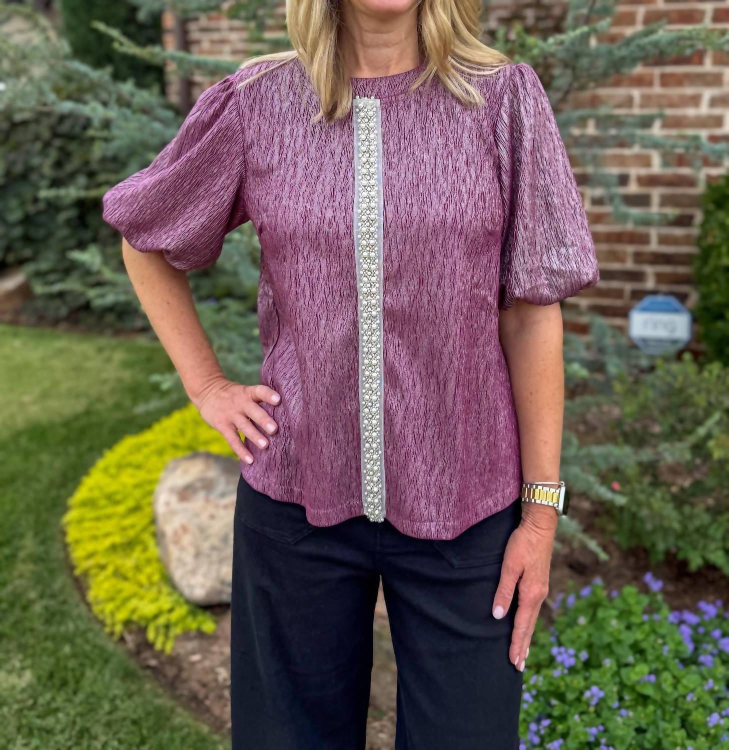 voy Pearl Radiance Top in purple - women's t-shirt