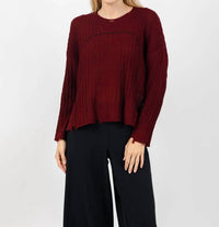 Terra - Contrast Stitch And Rib Sweater