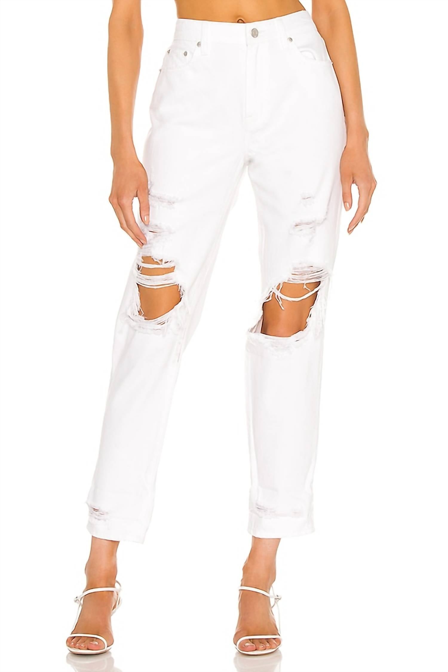 PISTOLA Presley High Rise Relaxed Roller Jeans in blizzard - women's jeans - view 4