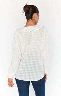 Show Me Your Mumu Lydia Ruffle Top in white cotton voile - women's long sleeve top - alternate view