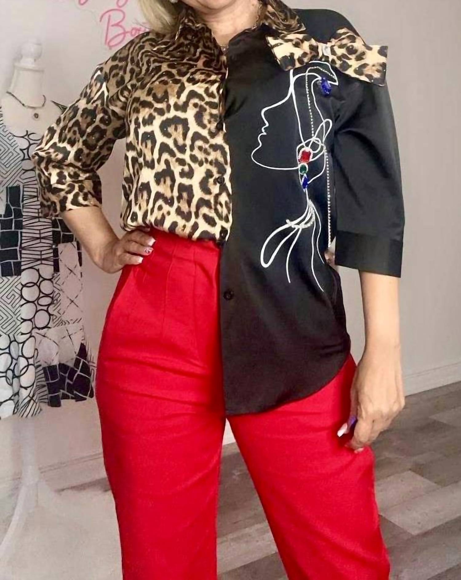 Pastel Design - Animal Print Face Top