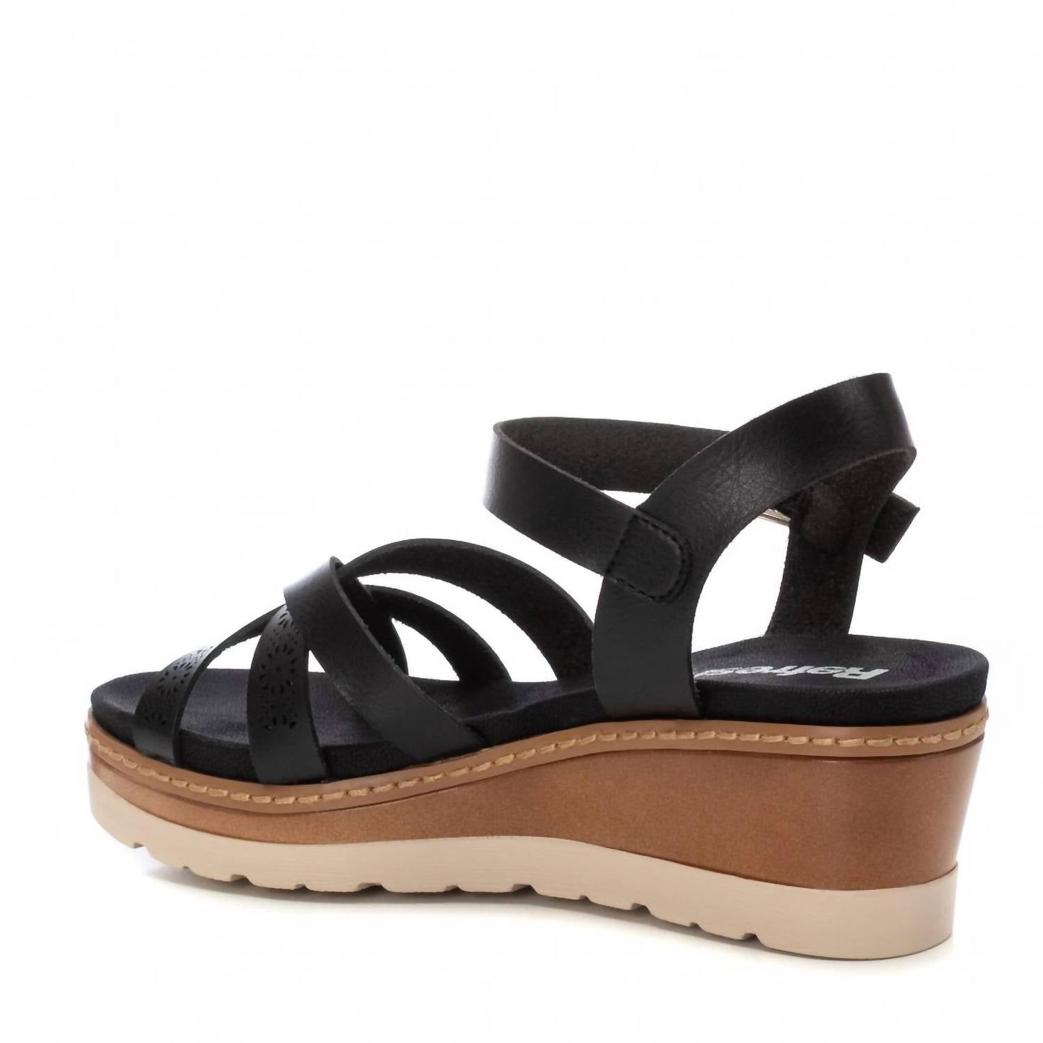 REFRESH Women's Sleek Wedges in black - women's shoe - detail view