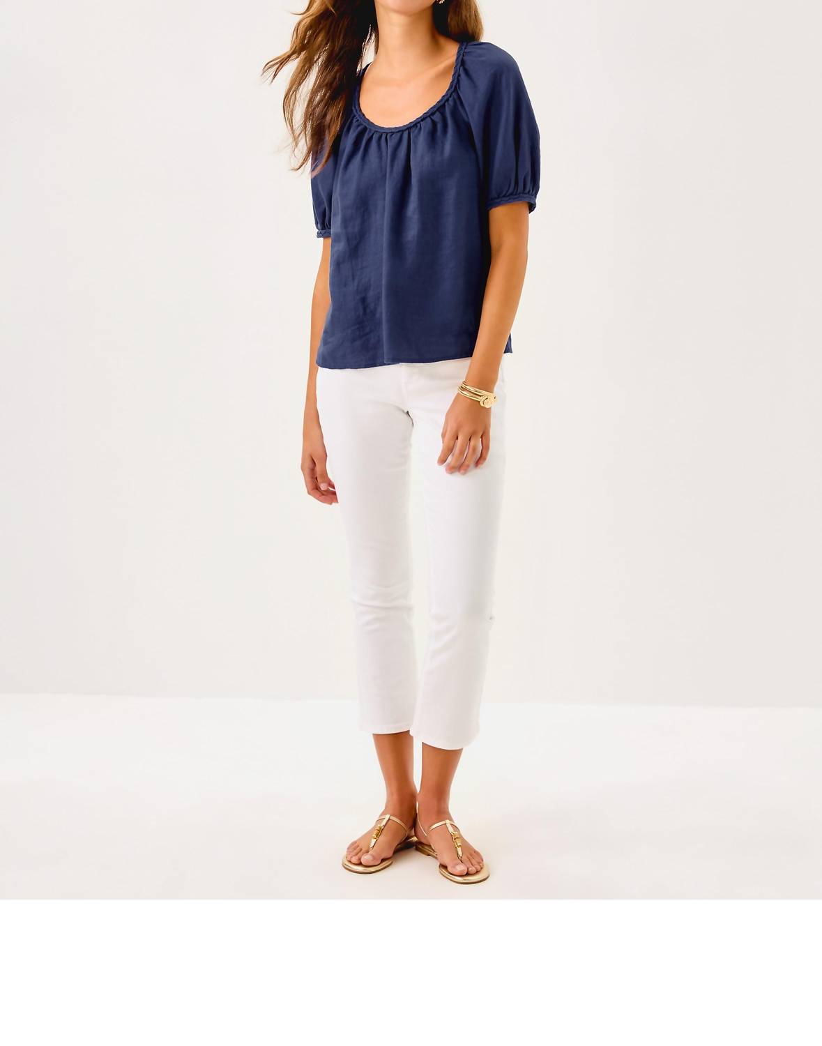 Lilly Pulitzer Calais Short Sleeve Top in sapphire pool 1 - women's blouse - view 5