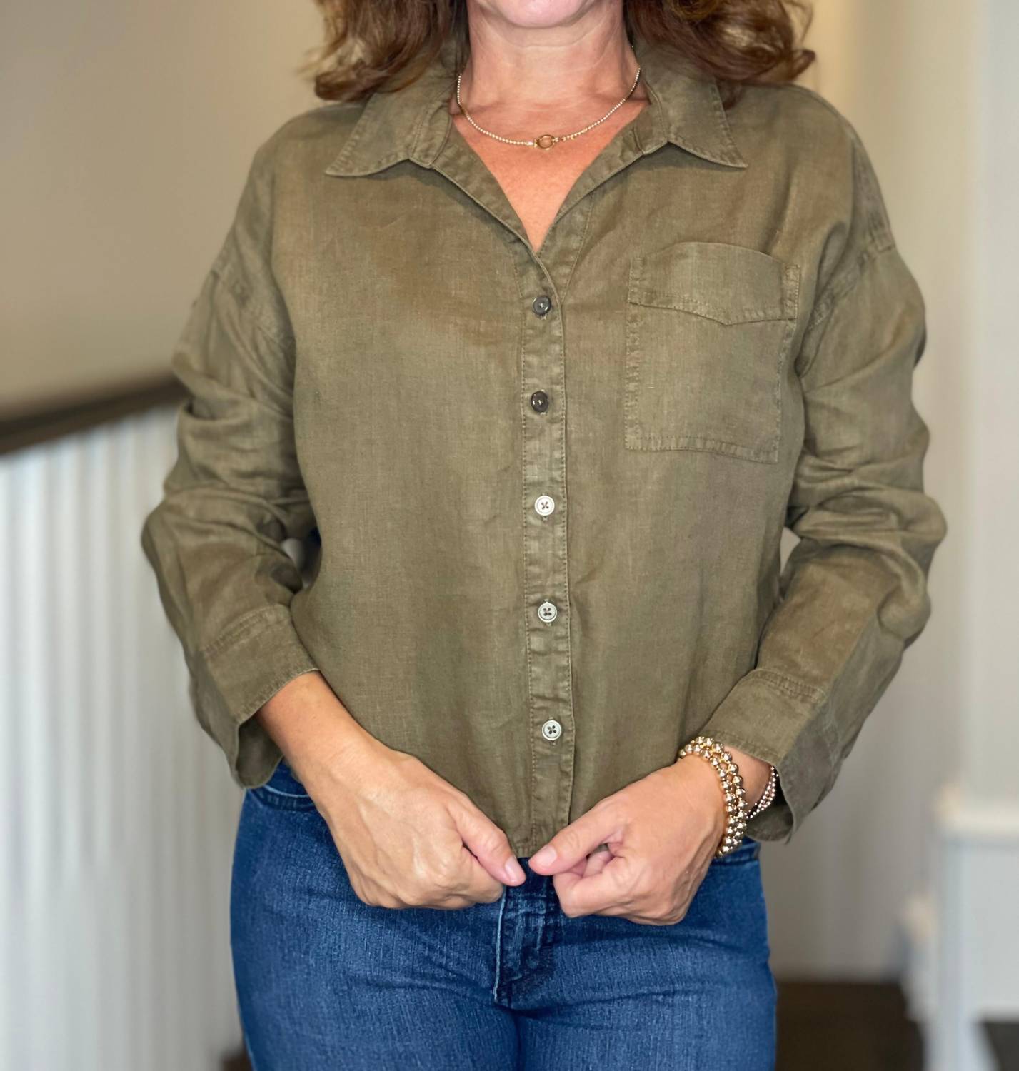 Michael Stars - Gracie Cropped Linen Shirt