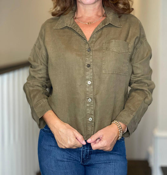 Michael Stars - Gracie Cropped Linen Shirt