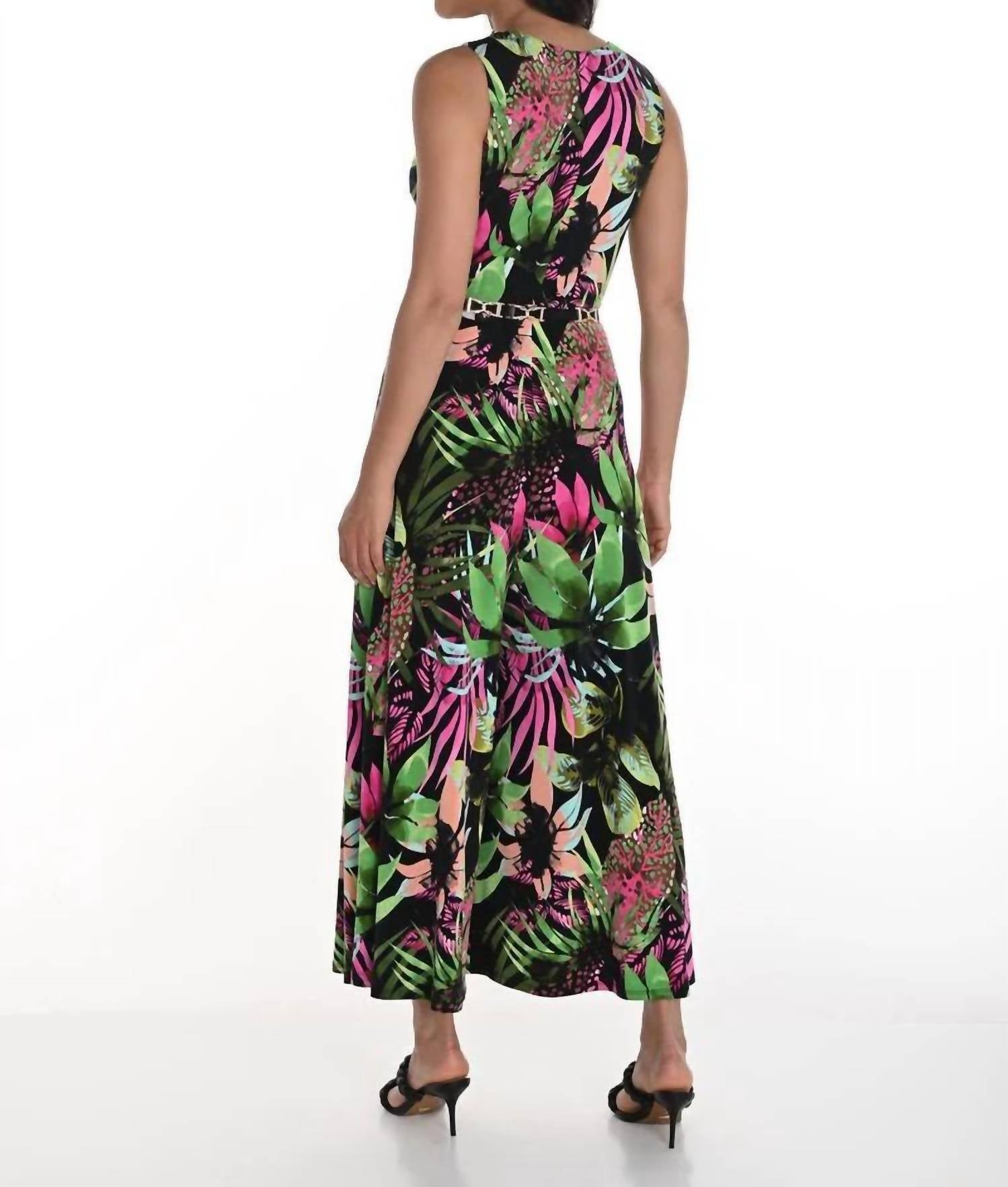 Frank Lyman Tropical Jumpsuit in multi - women's pants - detail view