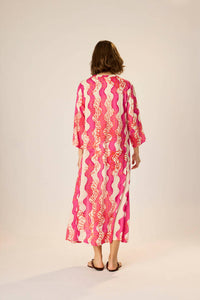 natalie martin Isobel Dress in coral wave fuchsia - women's dress - detail view