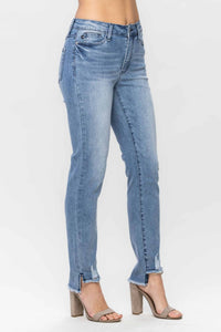 Judy Blue Mid Rise Cool Denim Sustainable Relaxed Fit in blue - women's jeans - alternate view