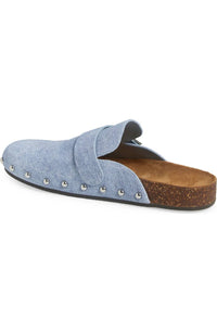 Tory Burch - Women's Denim Suede Mellow Stud Mule