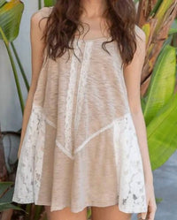 Pol - Flowing Long Lace Trim Layering Camisole