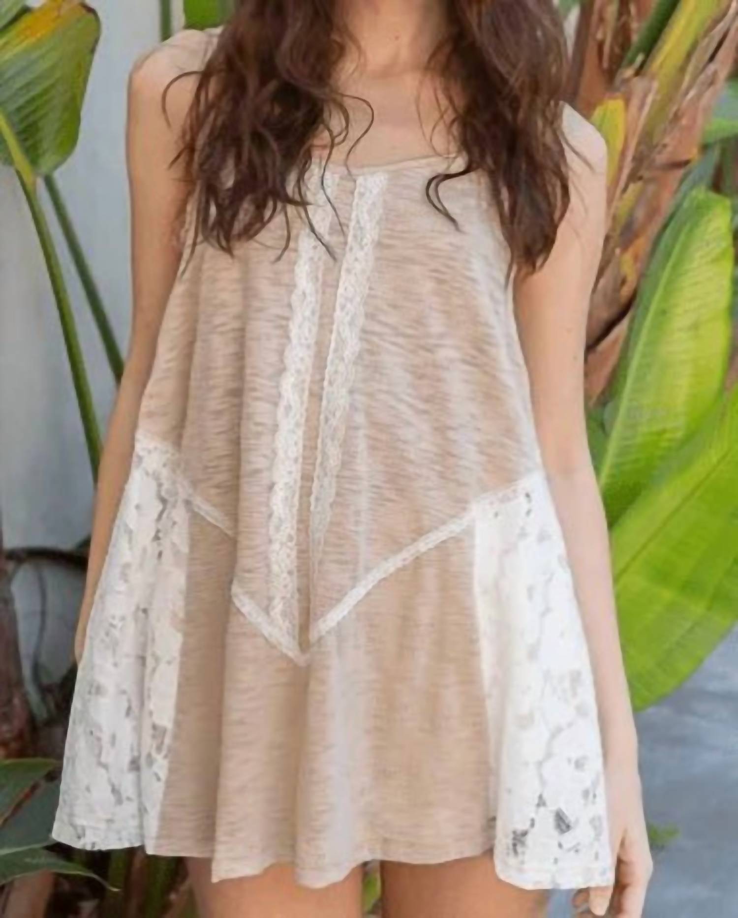 Pol - Flowing Long Lace Trim Layering Camisole