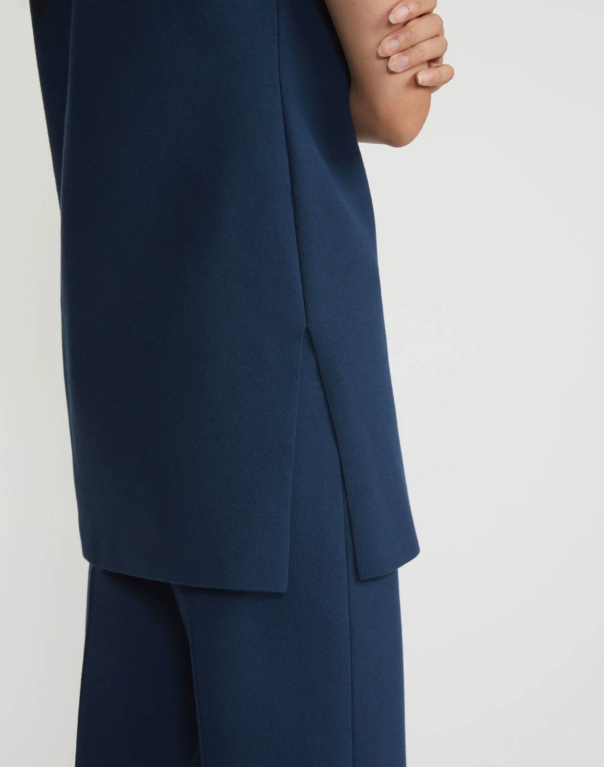 Lafayette 148 Responsible Matte Crepe Mockneck Tunic in lido blue - women's shirt - alternate view
