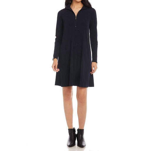 Karen Kane - Long Sleeve Quarter Zip Travel Dress
