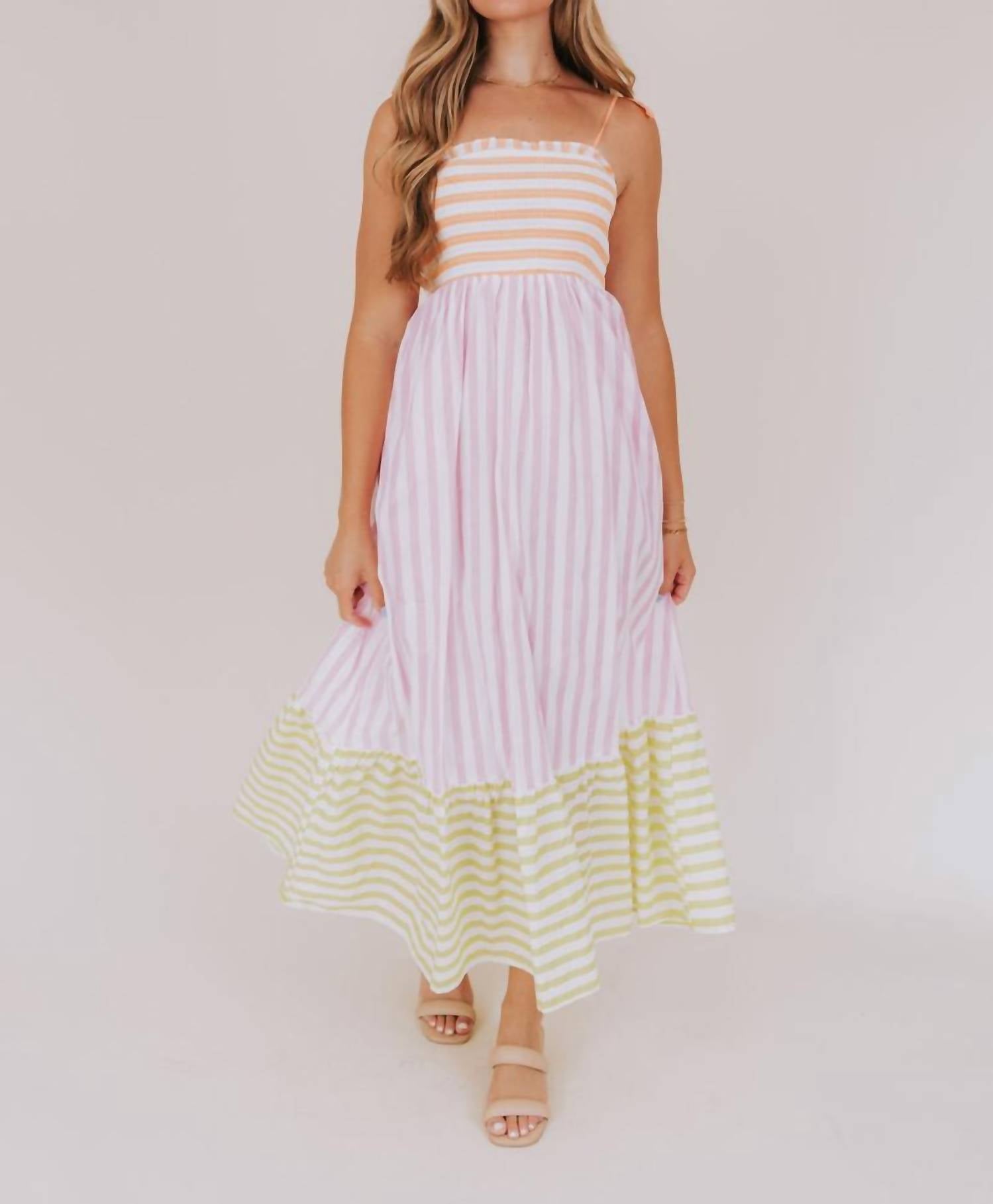 In February Sorbet Splash Maxi Dress in pink - women's dress - detail view