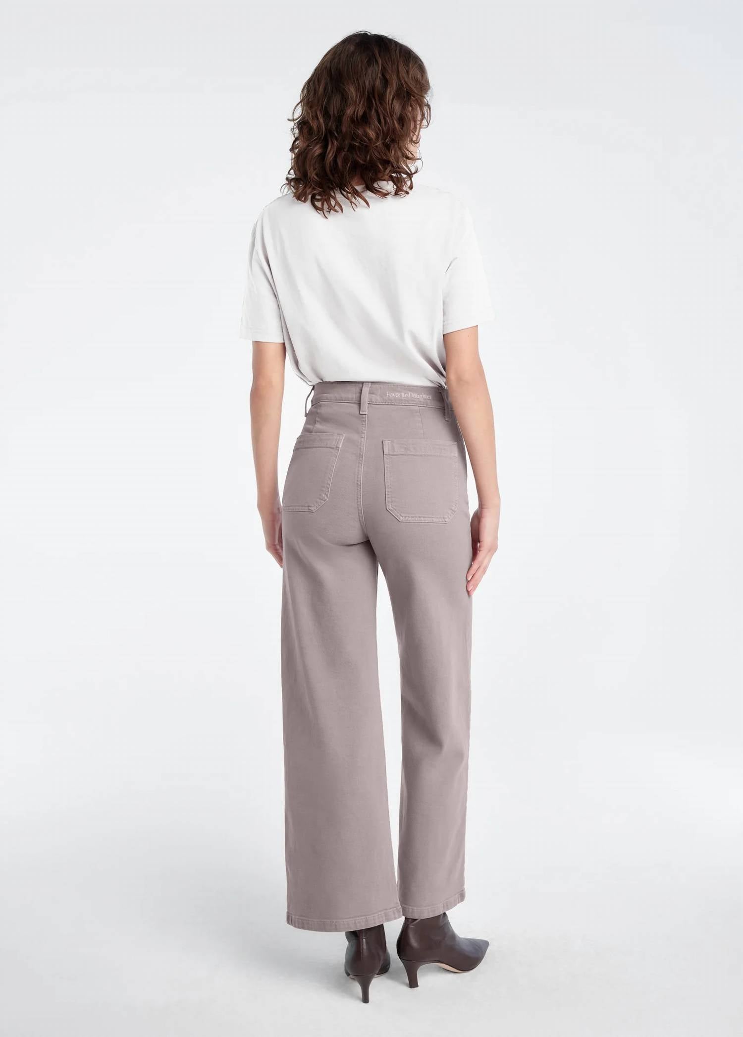 Favorite Daughter The Mischa Super High Rise Wide Leg Ankle Jeans in soft taupe - women's jeans - alternate view