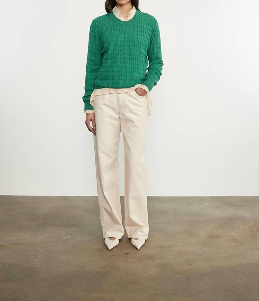 Enza Costa - CASHMERE COTTON CABLE KNIT EASY CREW SWEATER