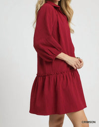 Umgee - V-neck Tiered Mini Dress