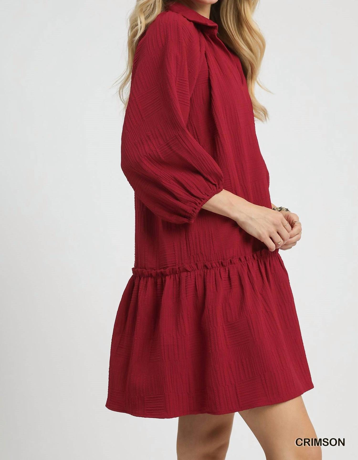 Umgee - V-neck Tiered Mini Dress