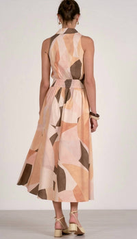 ELAN Collared Maxi Dress in beige - women's dress - alternate view