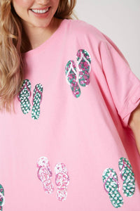 Fantastic Fawn - Sequin Flip Flops Tee