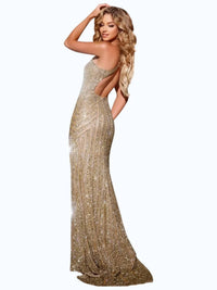 JOVANI Zoey Long Formal Prom Dress in gold - women's dress - alternate view