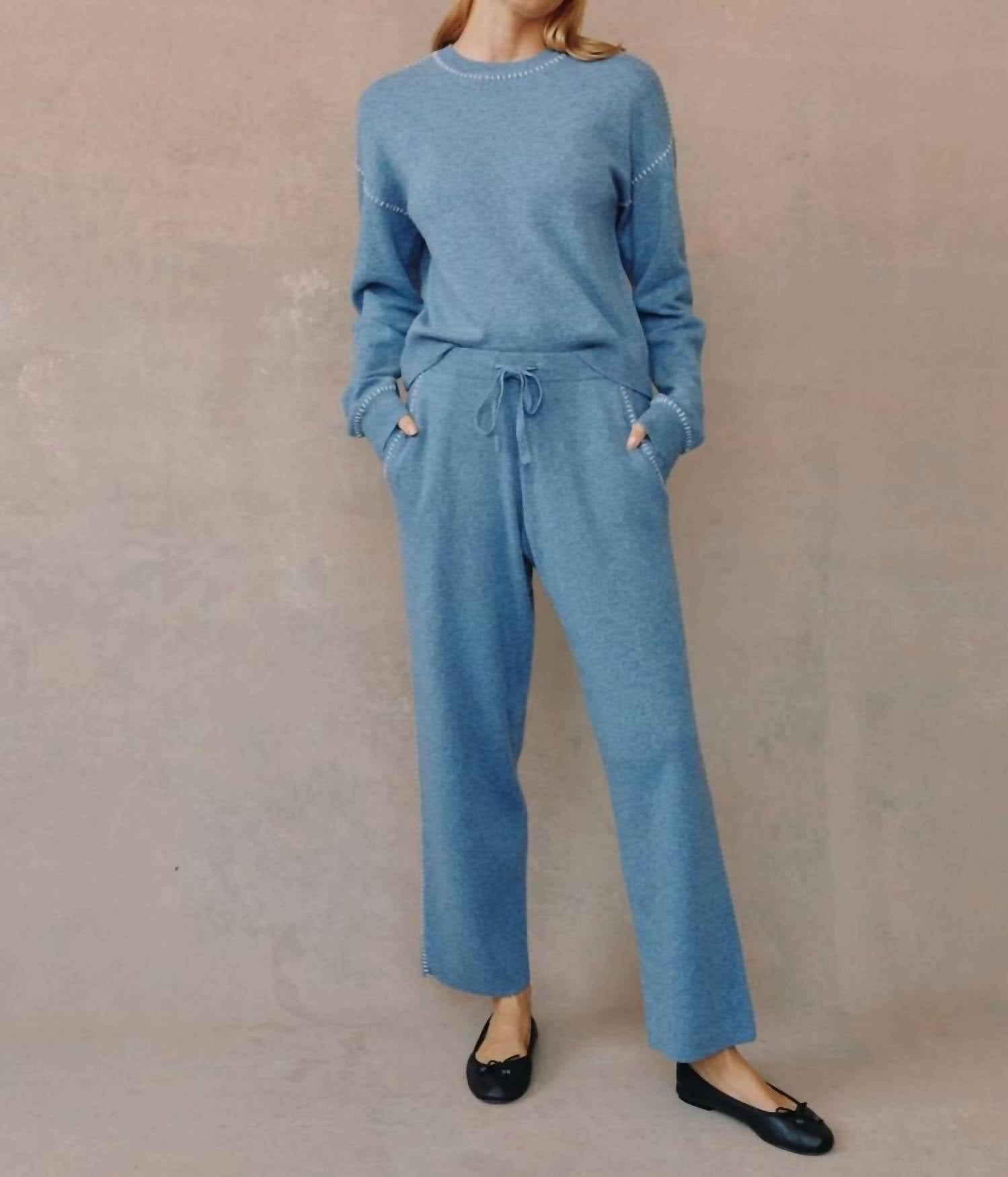 Bella Dahl Whip Stitch Straight Leg Pants in heather blue 1 - women's pants - view 6