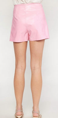 entro Perfect Pleather Skort in baby pink - women's shorts - alternate view