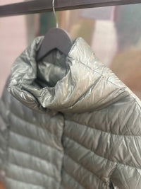 Herno Women's Puffer Cape in mint green - women's jacket - detail view