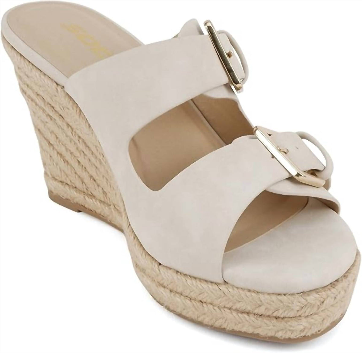 Soda - Women's Double Strap Wedge Sandal With Buckle Closures