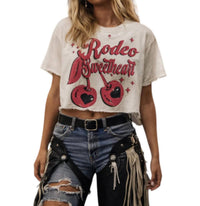 Country Deep Rodeo Sweetheart Crop Graphic Tee in natural - women's shirt