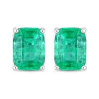 Diana M Jewels Women's Octagon Natural Ethiopian Emerald Stud Earrings (2.75 Ct) - Signature in 14k white gold - women's jewelry