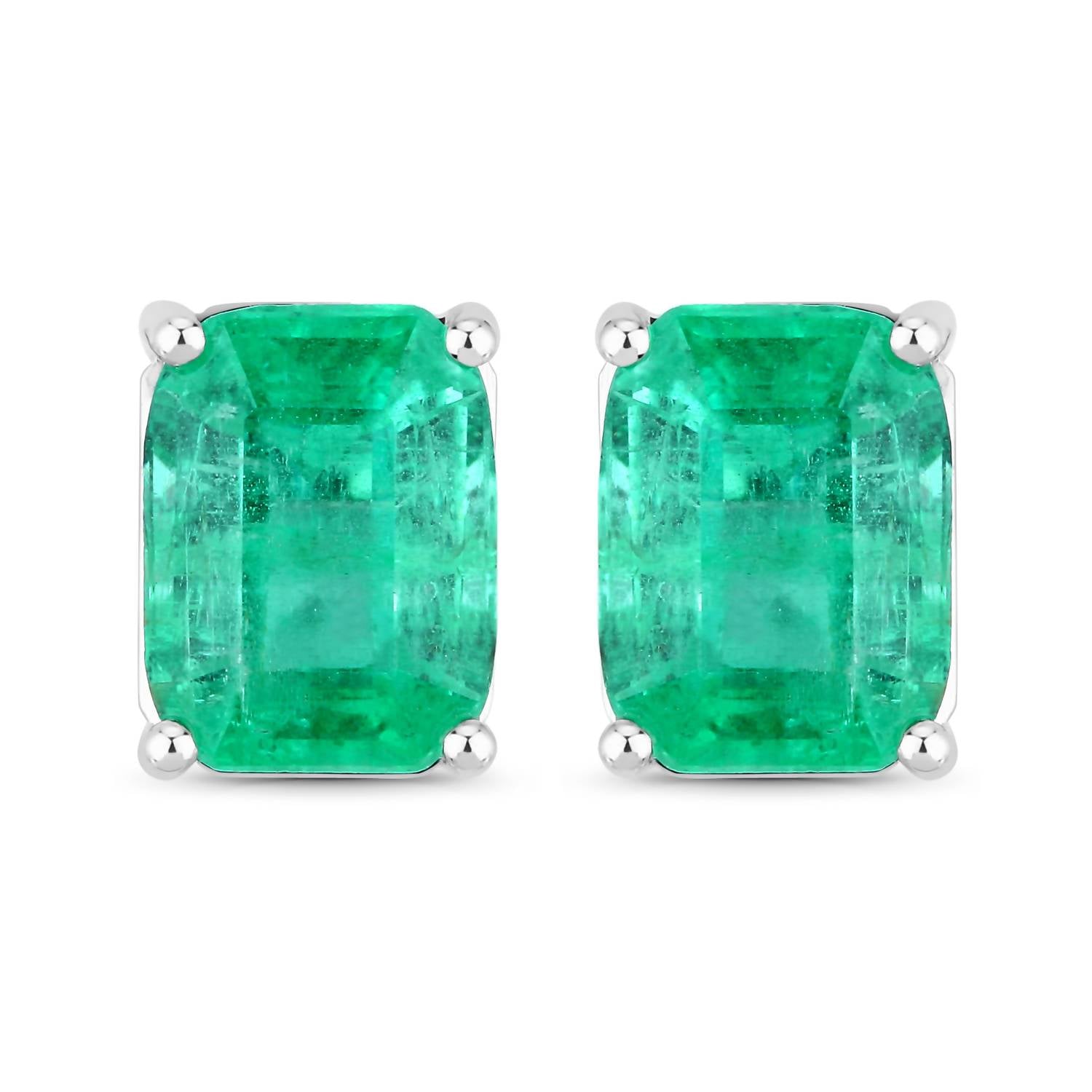 Diana M Jewels Women's Octagon Natural Ethiopian Emerald Stud Earrings (2.75 Ct) - Signature in 14k white gold - women's jewelry