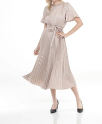 Joseph Ribkoff - Pleated Satin Midi Fit And Flare Dress