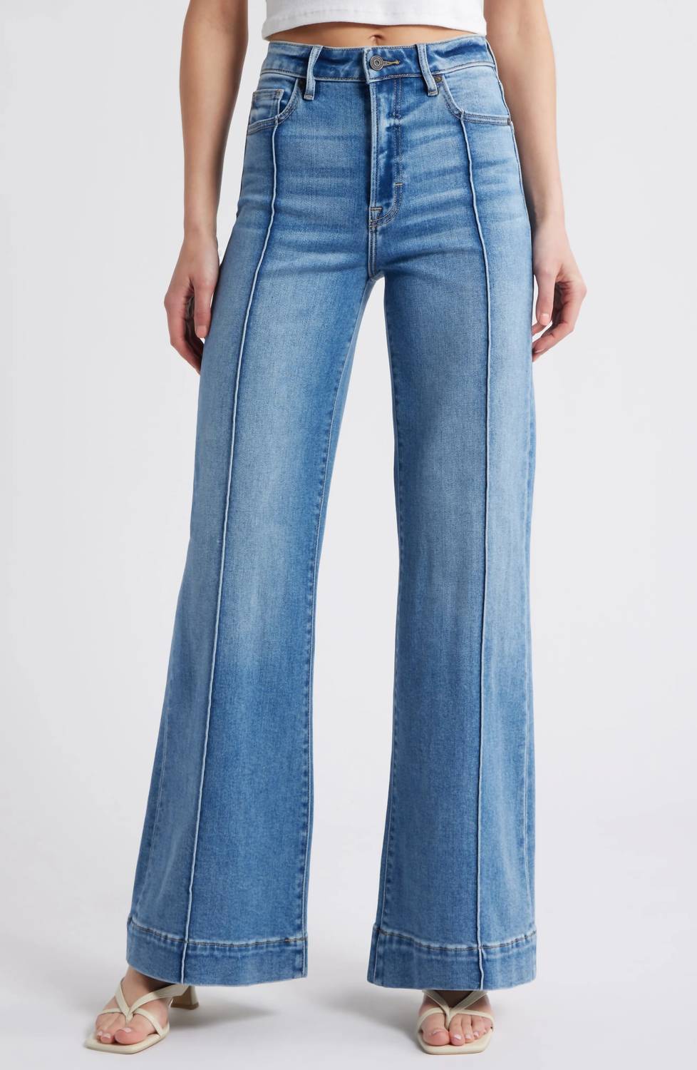 HIDDEN High Waist Flare Jeans in pintucks - women's jeans