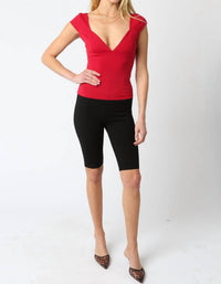 Olivaceous - Mollie Y2k Slim Fit Stretch Cotton Top