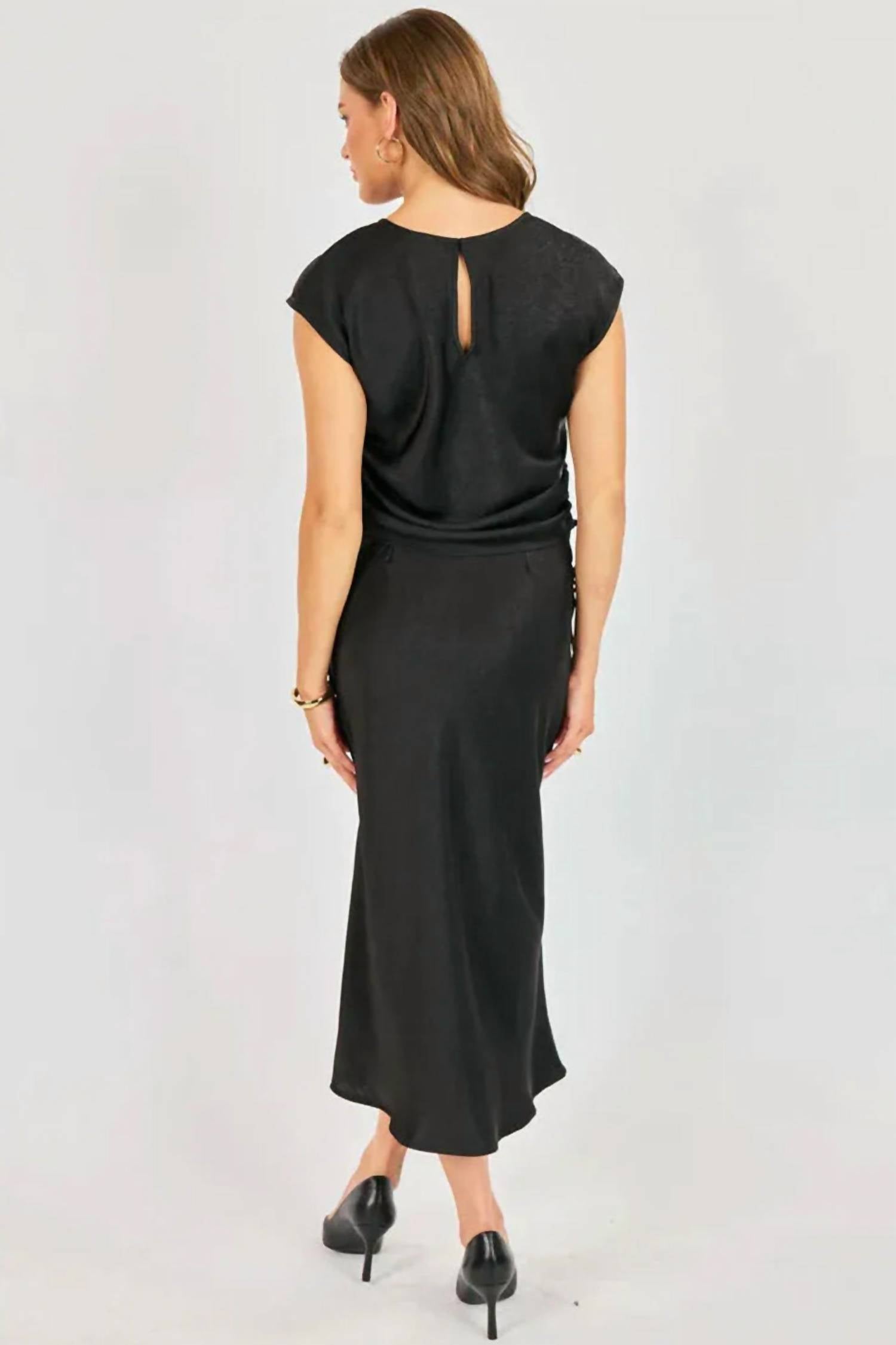 Sadie & Sage CEREMONY MIDI SKIRT in black - women's skirt - alternate view