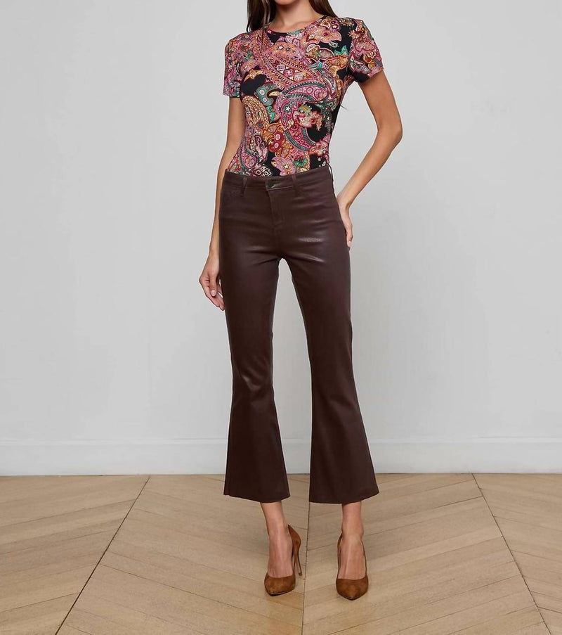 L'Agence Kendra Cropped Jeans in chocolate coated - women's pants