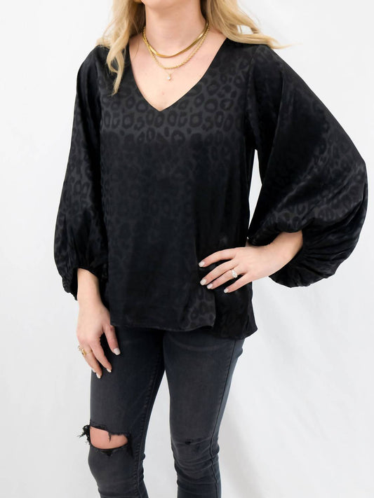 B-Tween - Satin Leopard Balloon Sleeve Top