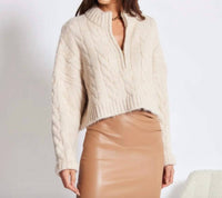 Bishop + Young - Cable Knit Half Zip Sweater