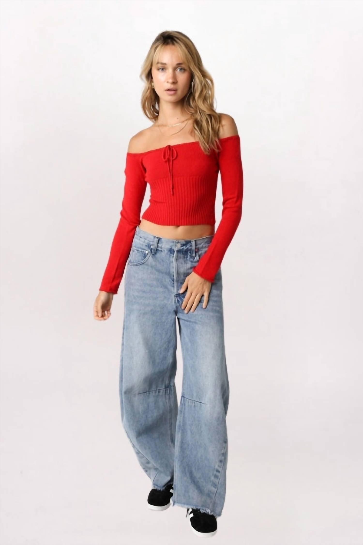 Olivaceous - Carrie Off Shoulder Sweater