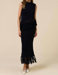 Lalavon - Women's Tassel Trim Knit Skirt