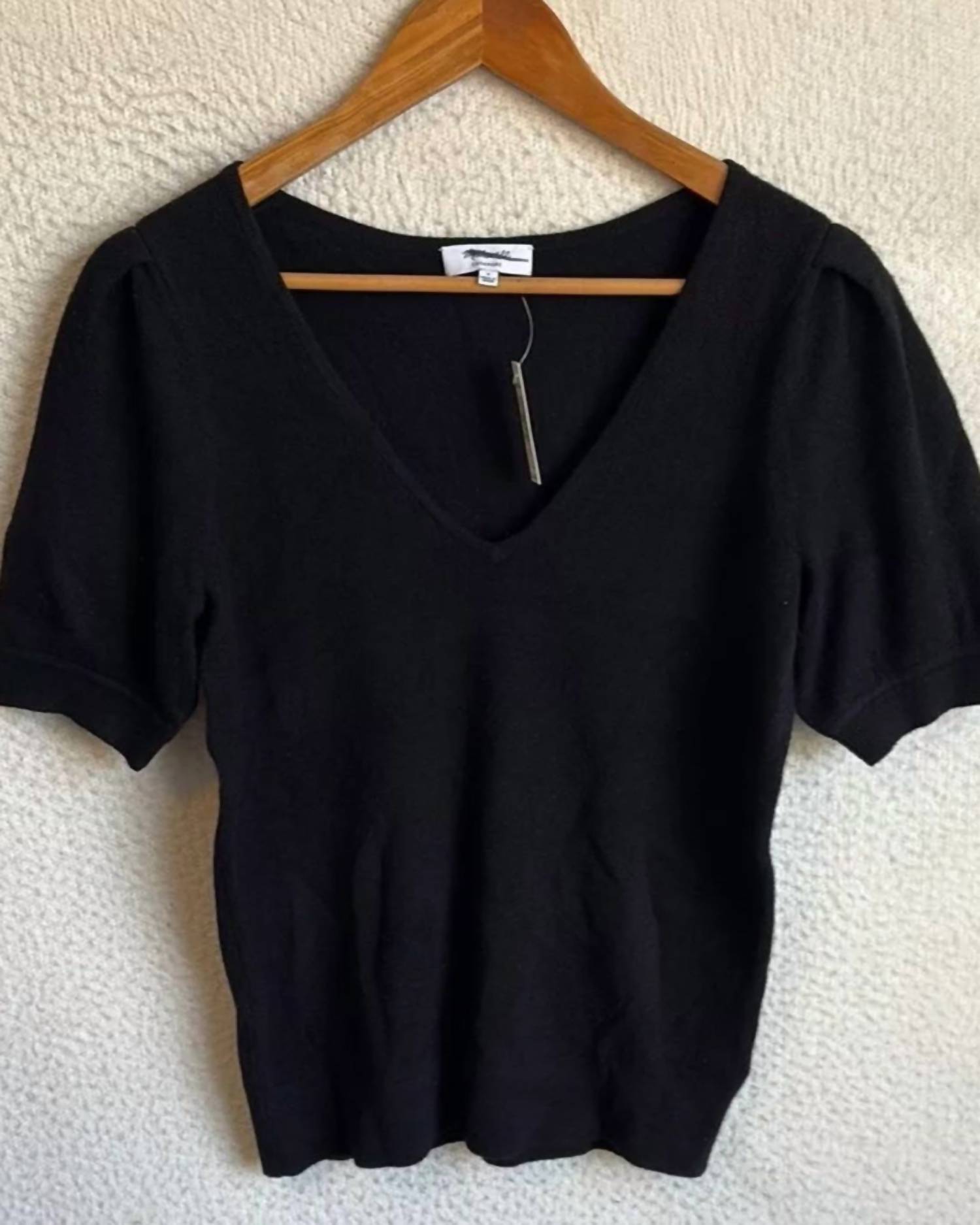 Madewell - Cashmere V-neck Puff-sleeve Sweater Tee