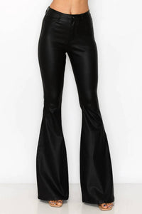 Jc & Jq Jeans - High Waist Coated Pu Super Bell Bottom Pants