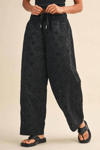 Klesis - Eyelet Wide Leg Pants