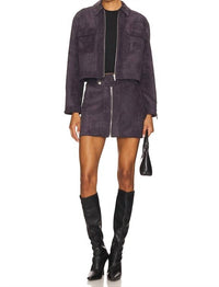 Amanda Uprichard Becker Mini Skirt in graphite suede - women's skirt - view 5
