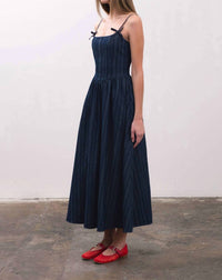 Moon River - Bow Denim Midi Dress