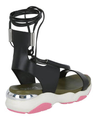 Salvatore Ferragamo Women's Lace-up Flat Sandals in black - women's sandal - alternate view