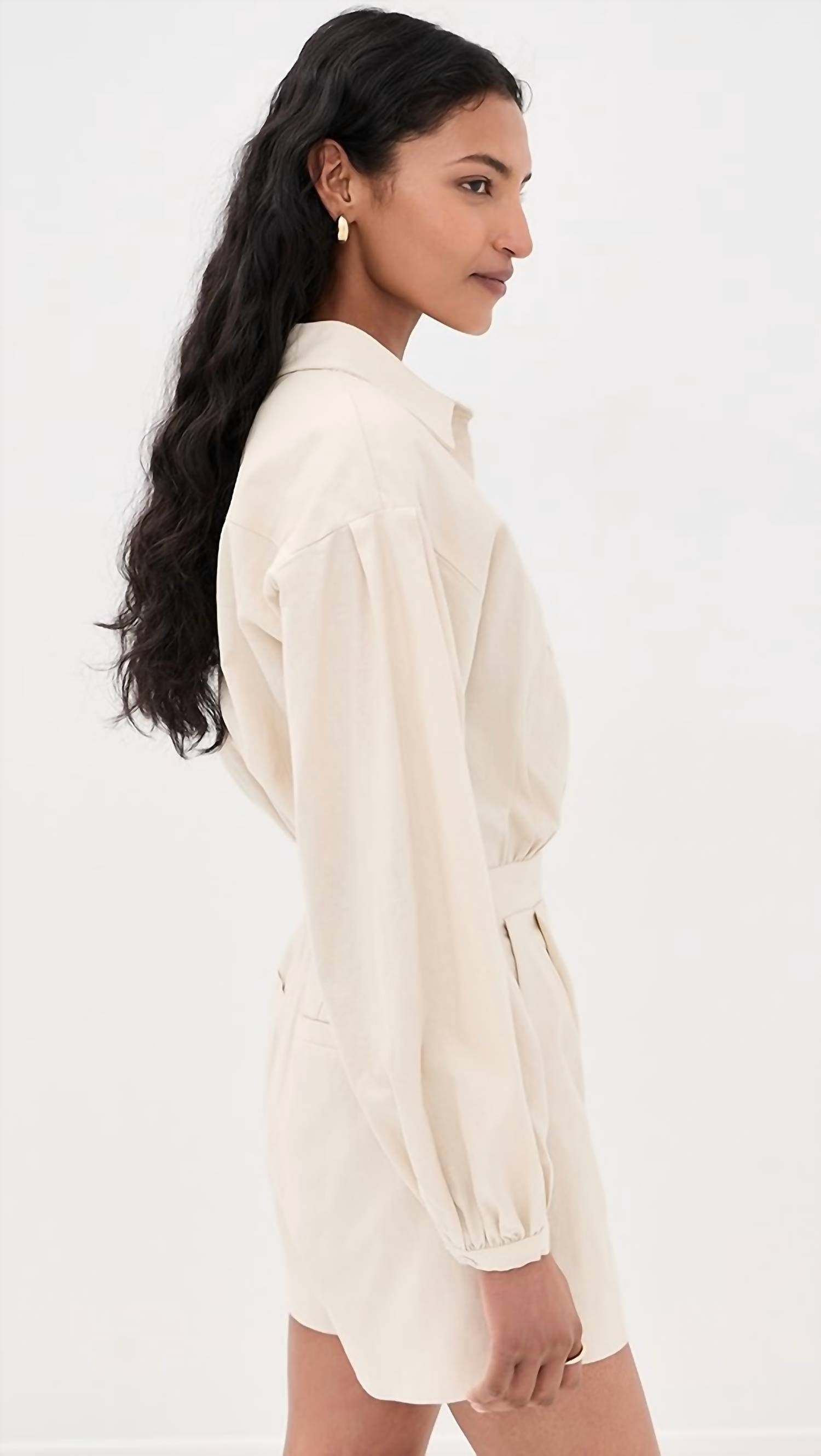 Line And Dot - Long Sleeve Shorts Romper