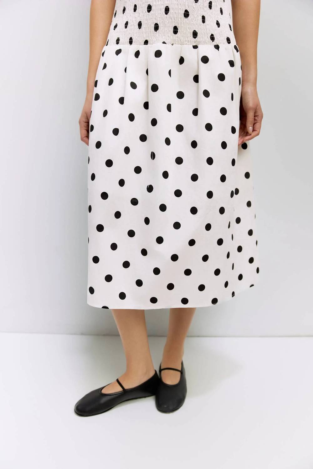 All : Row - The Natalie Smocked Polka Dot Midi Dress
