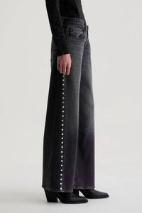 Ag Jeans - Adria Studded Low-rise Wide Leg Jeans